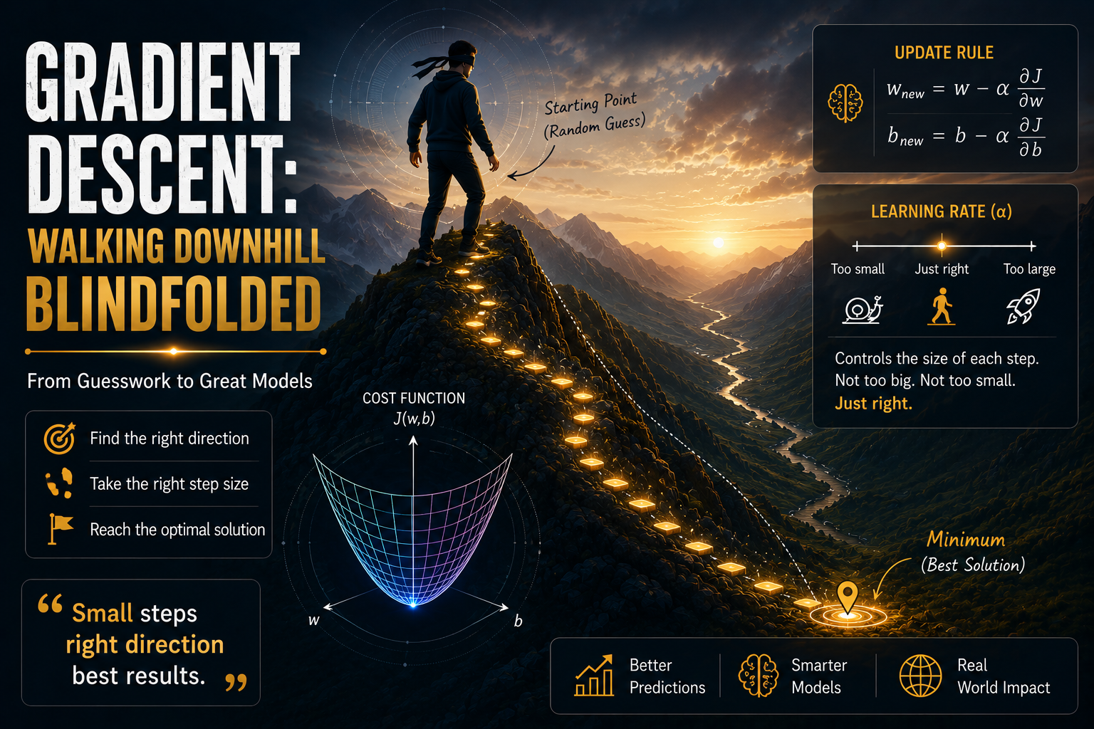 Gradient Descent: Walking Downhill Blindfolded