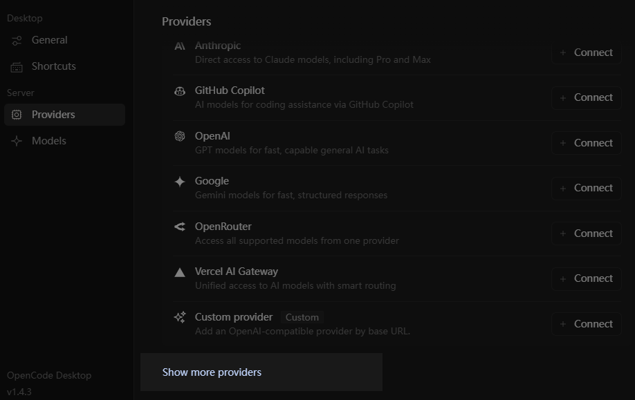 Click the show more providers link and pick a provider for your open-source model.