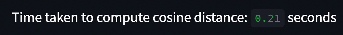 Duration of cosine similarity computation. Image by author.