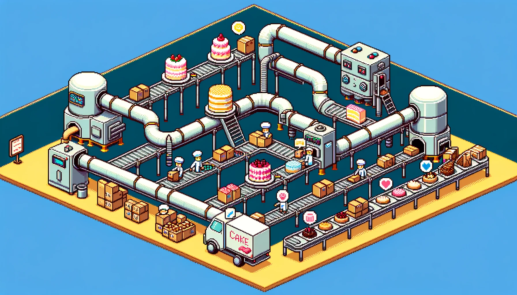 Imagine the entire neural network as a cake factorys production line. Image created by the author using ChatGPT.