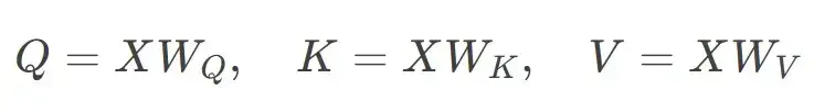 Equations for queries, keys and values